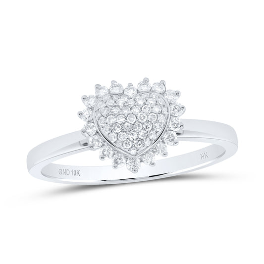 10kt White Gold 1/3 Cttw Diamond Fashion Heart Wedding Engagement Anniversary Ring, Women Size: 5-9