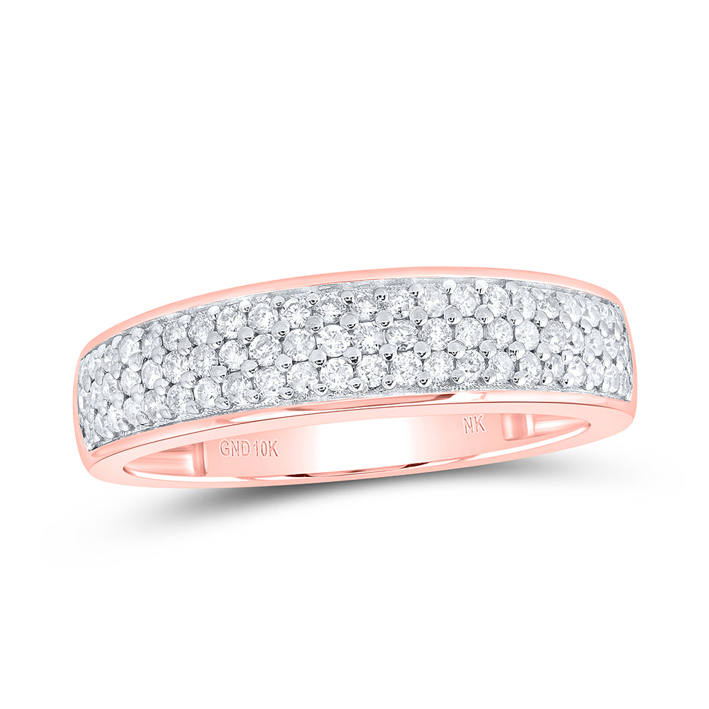 10kt Rose Gold His & Hers 1 1/5 Cttw Diamond 5.5 Mm Natural Gem Cushion - Morganite Bridal Wedding Ring Band Set, Women Size: 5-9, Men Size: 8-12
