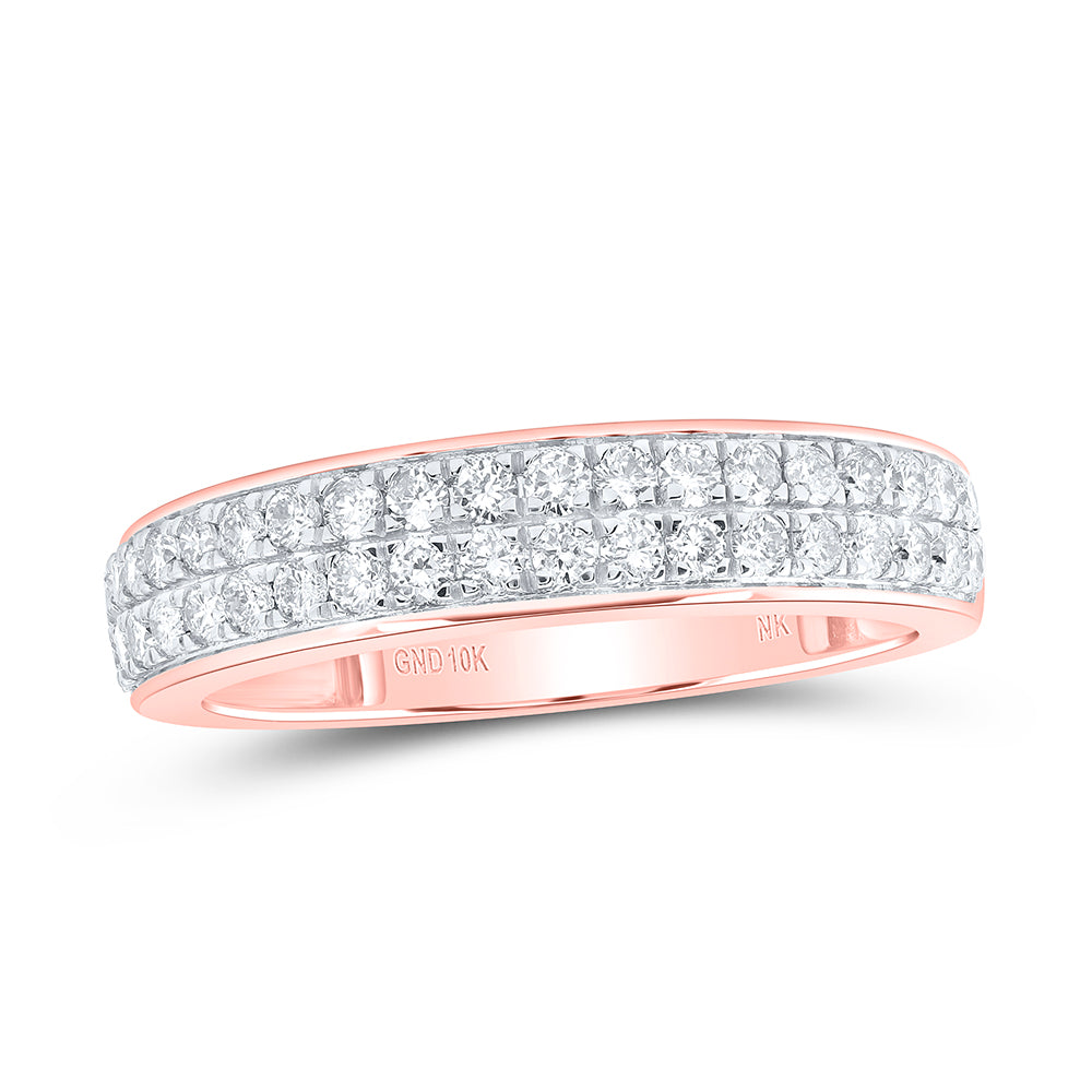 10kt Rose Gold His & Hers 1 1/2 Cttw Diamond 9x9 Mm Natural Gem Heart- Morganite Bridal Wedding Ring Band Set, Women Size: 5-9, Men Size: 8-12