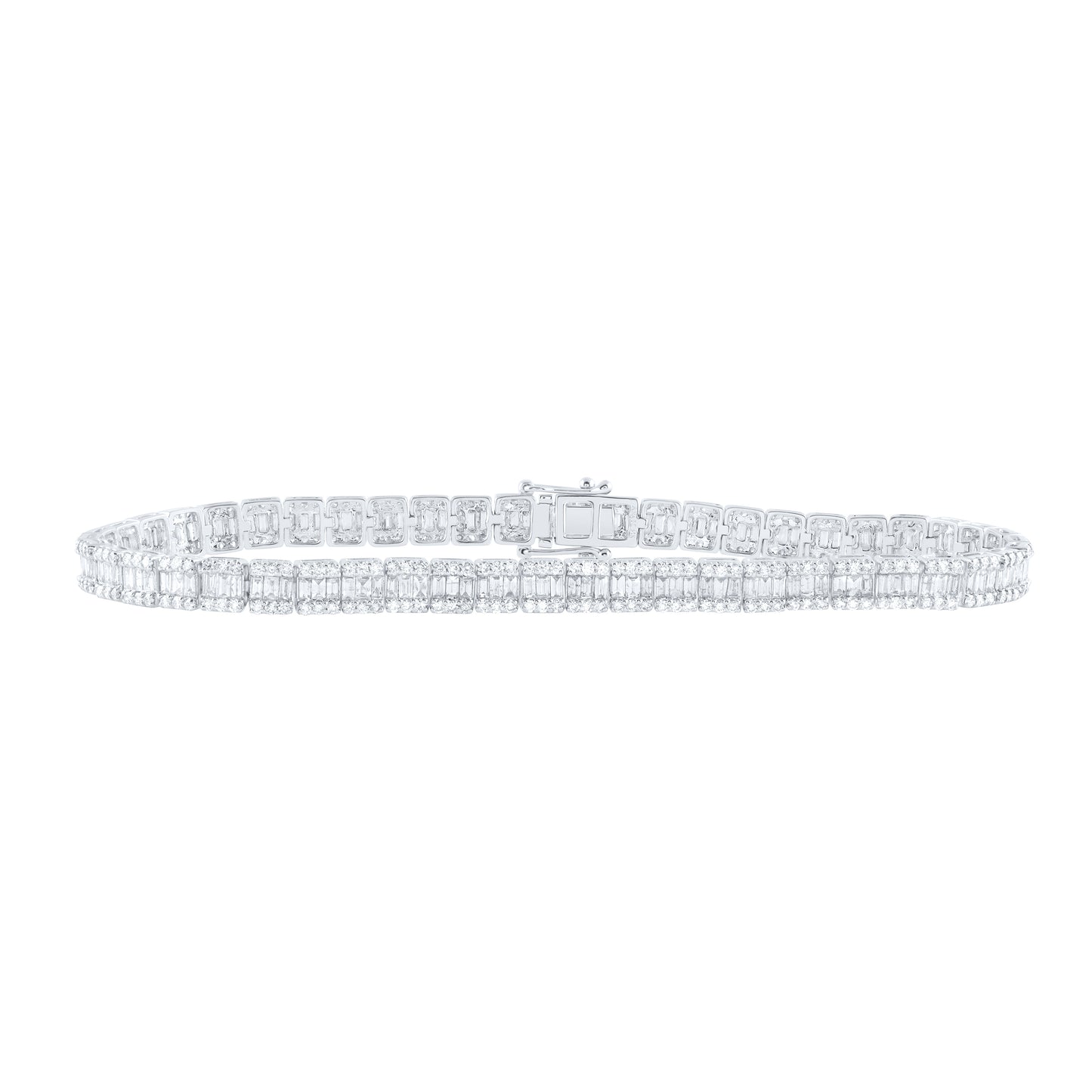 14K White Gold 4 7/8Ctw Natural Diamond Ana M Baguette Fashion Bracelet (8.5 Inch)