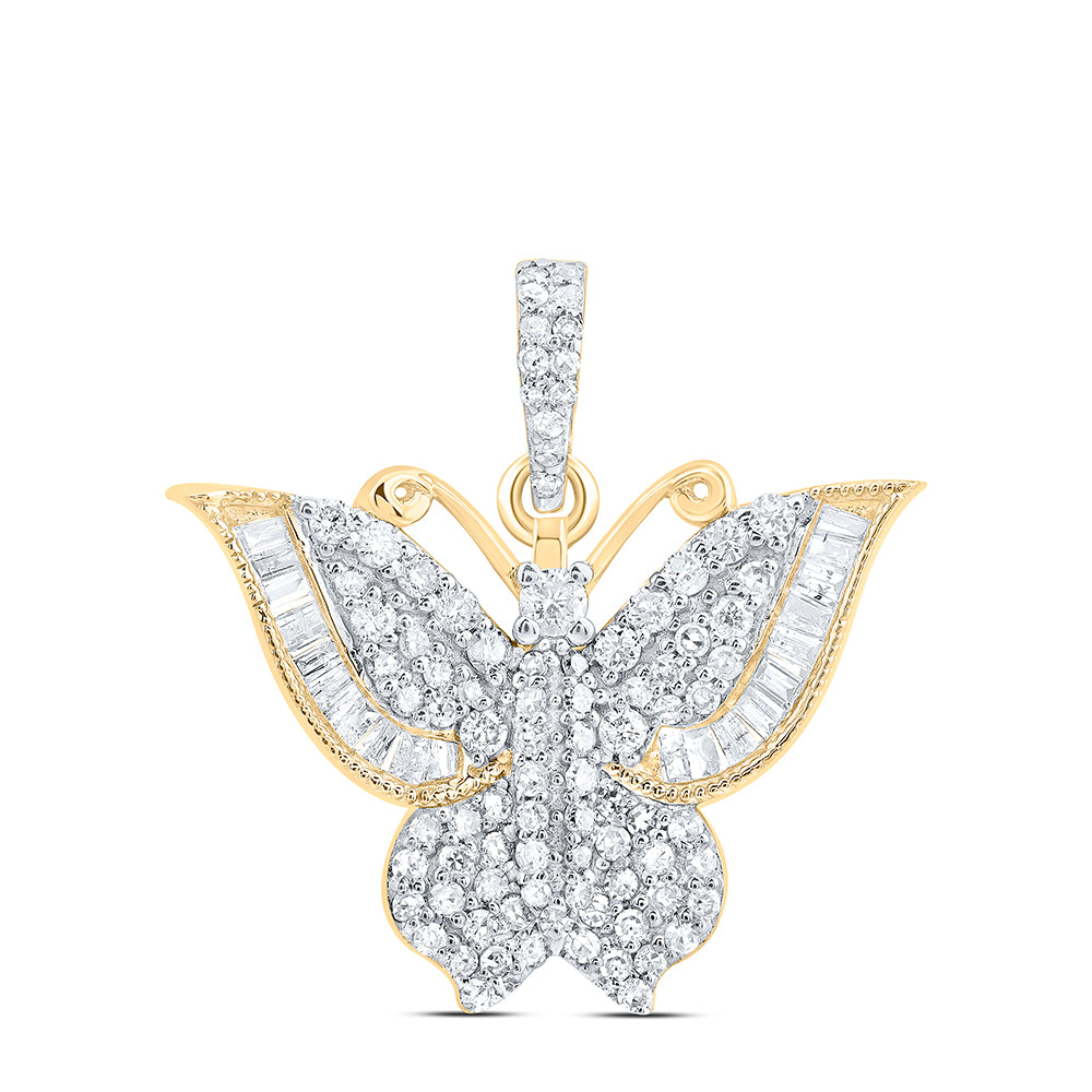 10kt Yellow Gold 5/8 Cttw Diamond Butterfly Fashion Pendant