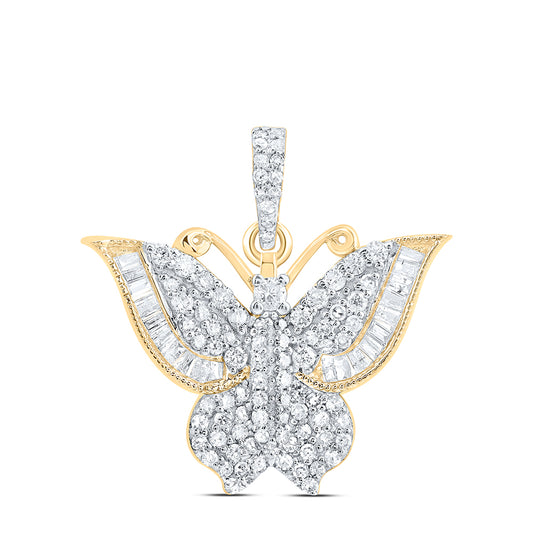 10kt Yellow Gold 5/8 Cttw Diamond Butterfly Fashion Pendant