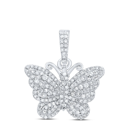 10kt White Gold 3/8 Cttw Diamond Butterfly Fashion Pendant