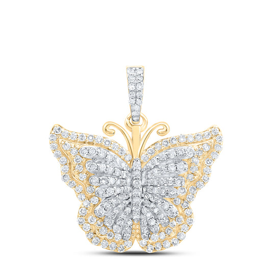 10kt Yellow Gold 5/8 Cttw Diamond Butterfly Fashion Pendant