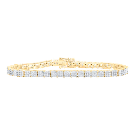 10kt Yellow Gold 2 3/4 Cttw Diamond Square Shape Fashion Bracelet, Length: 7 Inch