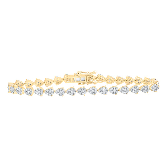 10kt Yellow Gold 2 Cttw Diamond Pear Shape Fashion Bracelet, Length: 7 Inch