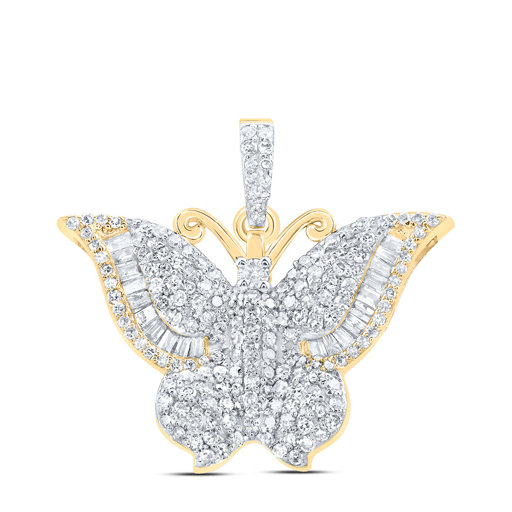 10kt Yellow Gold 3/4 Cttw Diamond Butterfly Fashion Pendant