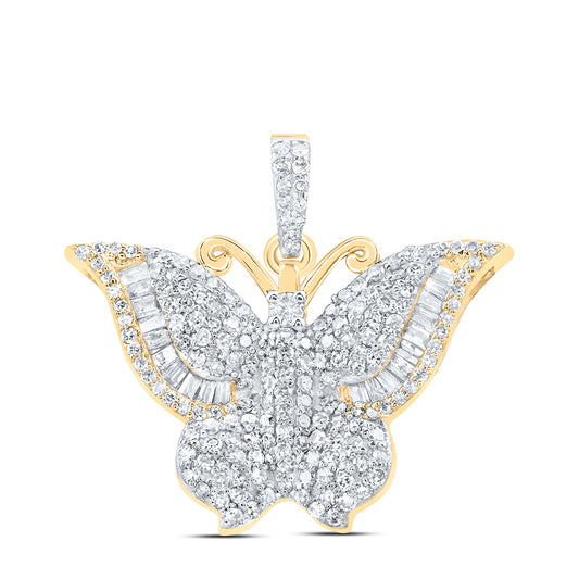 10kt Yellow Gold 3/4 Cttw Diamond Butterfly Fashion Pendant