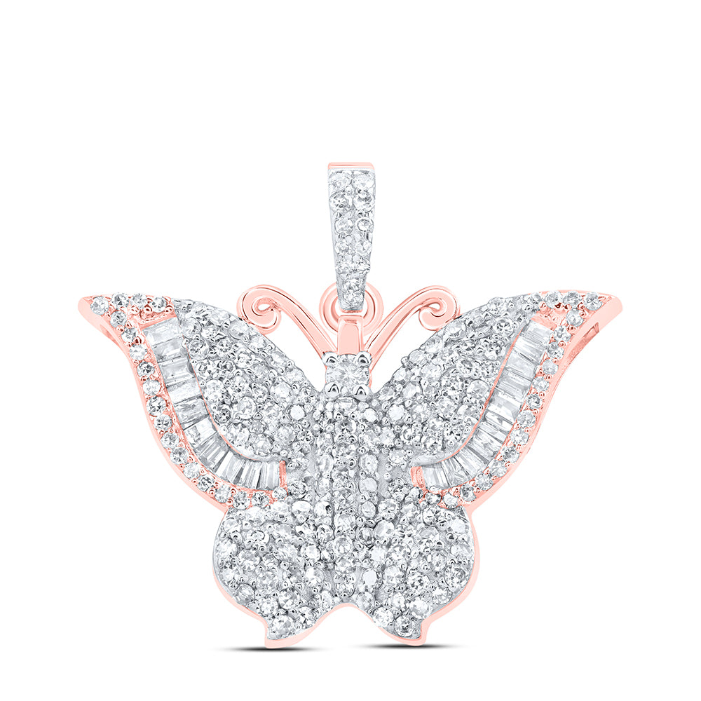10kt Rose Gold 3/4 Cttw Diamond Butterfly Fashion Pendant