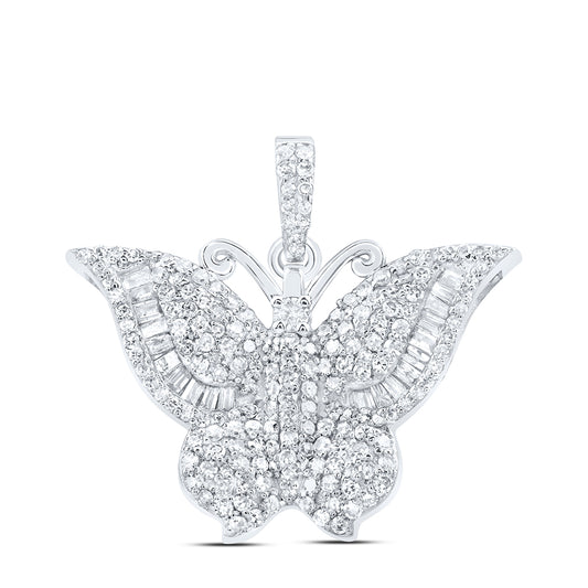 10kt White Gold 3/4 Cttw Diamond Butterfly Fashion Pendant
