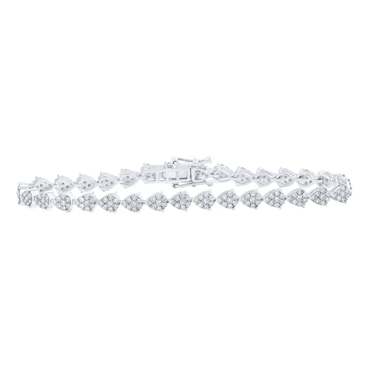 10kt White Gold 2 Cttw Diamond Pear Shape Fashion Bracelet, Length: 7 Inch