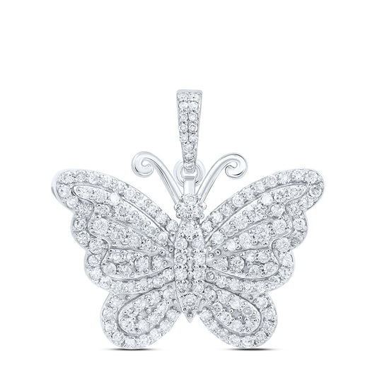 10kt White Gold 3/4 Cttw Diamond Butterfly Fashion Pendant