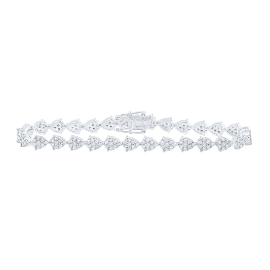10kt White Gold 2 3/8 Cttw Diamond Pear Shape Fashion Bracelet, Length: 7 Inch
