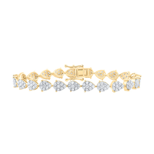 10kt Yellow Gold 3 1/2 Cttw Diamond Pear Shape Fashion Bracelet, Length: 7 Inch