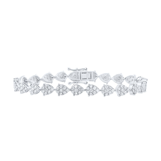 10kt White Gold 3 1/2 Cttw Diamond Pear Shape Fashion Bracelet, Length: 7 Inch