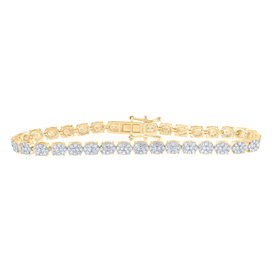 10kt Yellow Gold 2 3/8 Cttw Diamond Oval Shape Fashion Bracelet, Length: 7 Inch