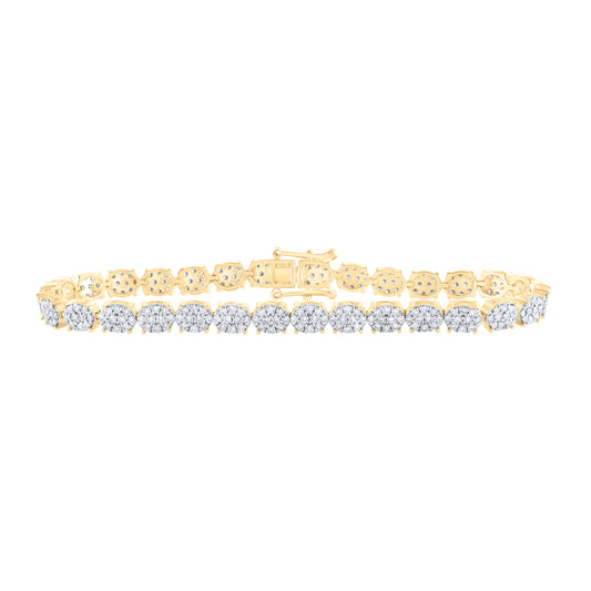 10kt Yellow Gold 2 7/8 Cttw Diamond Oval Shape Fashion Bracelet, Length: 7 Inch