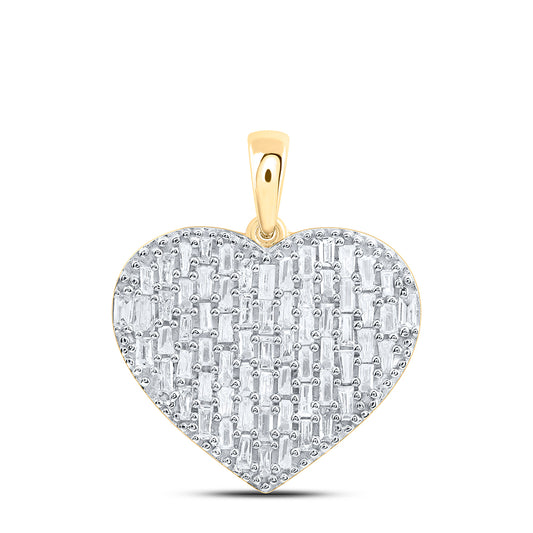 10kt Yellow Gold 5/8 Cttw Diamond Baguette Fashion Heart Pendant