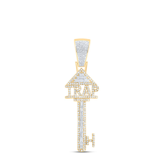 10kt Yellow Gold 3/4 Cttw Diamond Trap Key Mens Charm