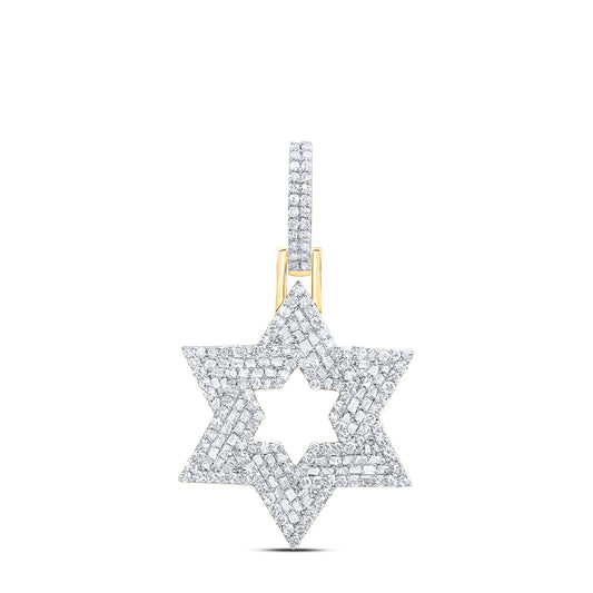 10kt Yellow Gold 1 Cttw Diamond Star Of David Men's Charm