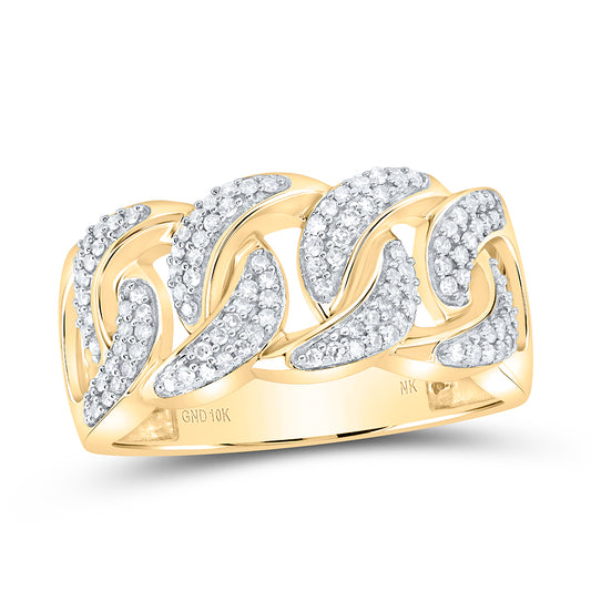 10kt Yellow Gold 1/2 Cttw Natural Diamond Cuban Men's Band, Men Size: 8-12