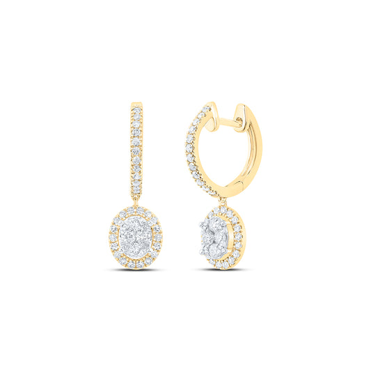 10kt Yellow Gold 5/8 Cttw Diamond Fashion Oval Hoops Earring
