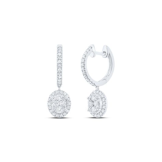 10kt White Gold 5/8 Cttw Diamond Fashion Oval Hoops Earring
