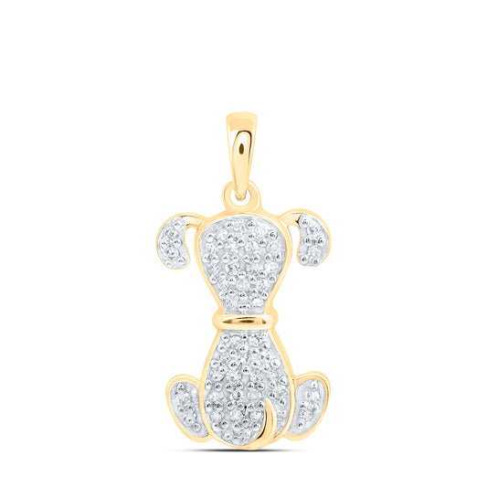 10kt Yellow Gold 1/8 Cttw Diamond Dog Pendant
