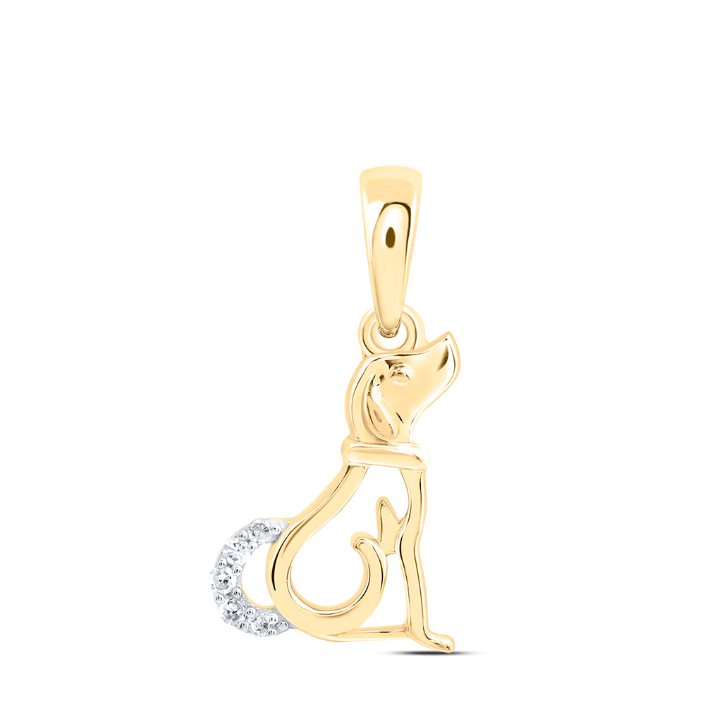 10K Yellow Gold 0.02Ctw Natural Diamond Gift Dog Pendant