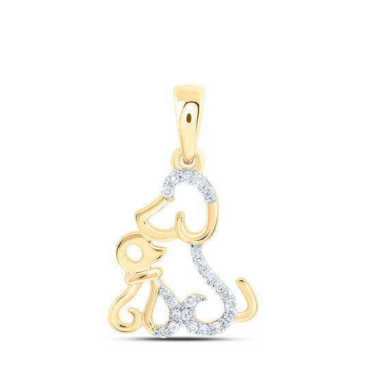 10kt Yellow Gold 1/20 Cttw Diamond Dog Pendant