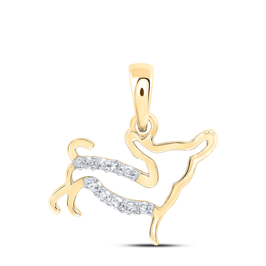10kt Yellow Gold 1/20 Cttw Diamond Dog Pendant