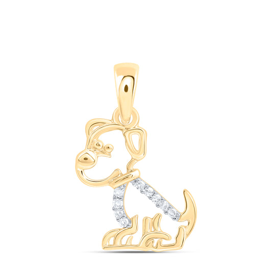 10kt Yellow Gold 0.03 Cttw Diamond Dog Pendant