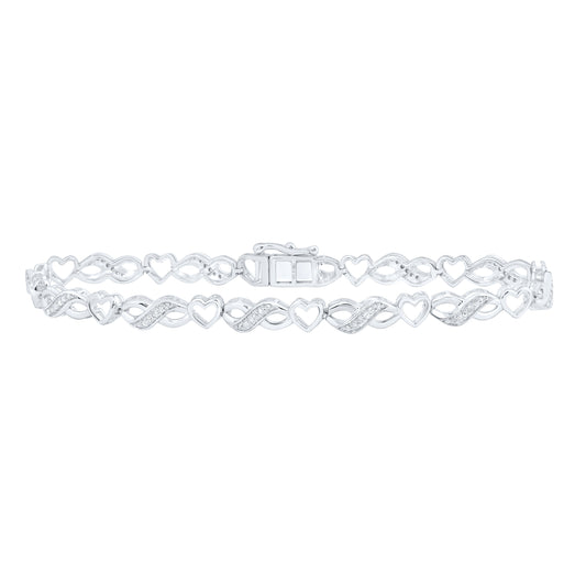 Sterling Silver 1/3 Cttw Diamond Infinity Heart Bracelet, Length: 7 Inch