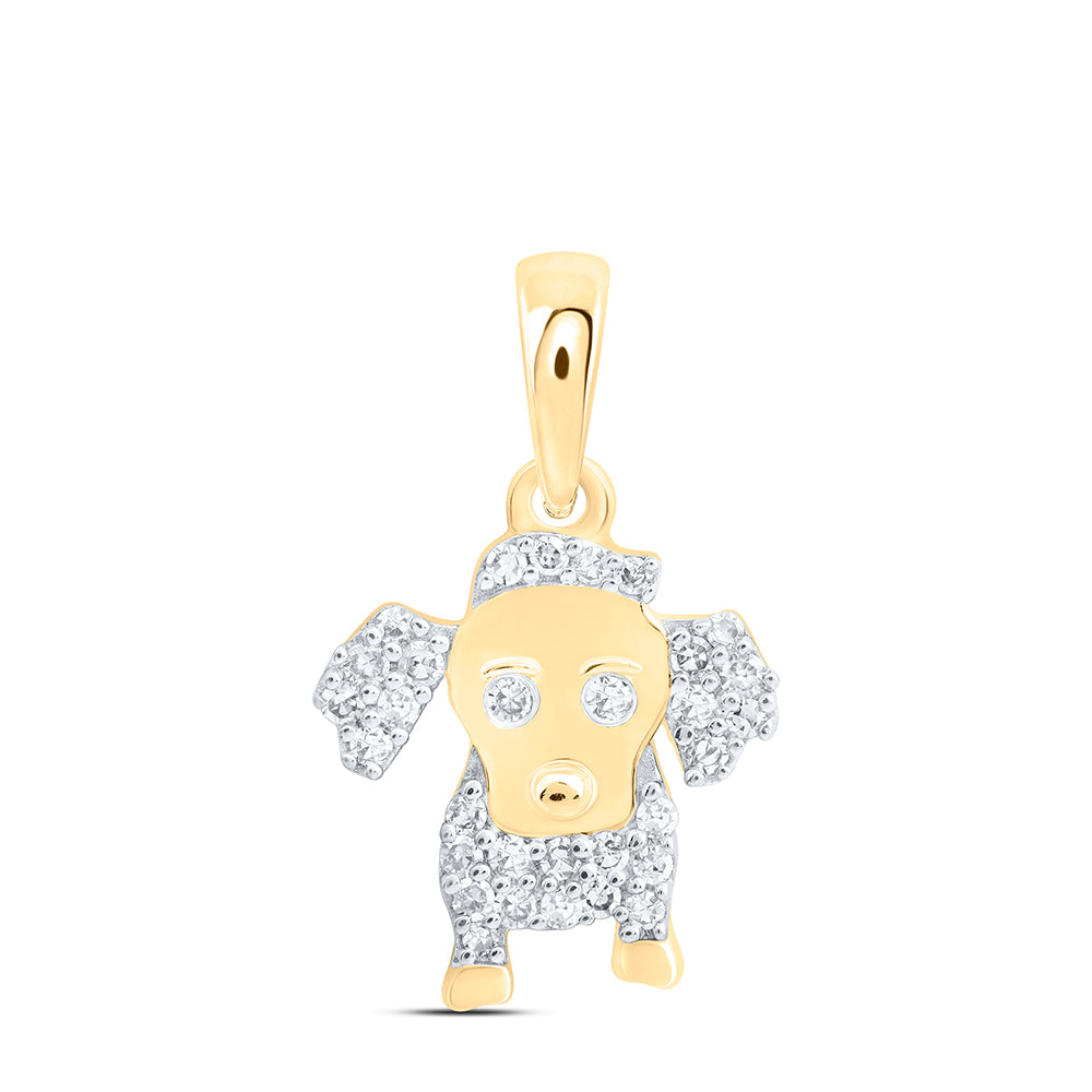 10K Yellow Gold 1/10Ctw Natural Diamond Gift Dog Pendant
