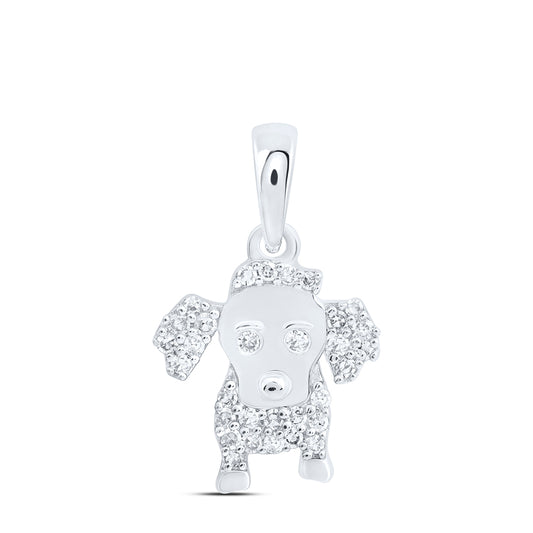 10kt White Or Rose Gold Diamond Dog Pendant