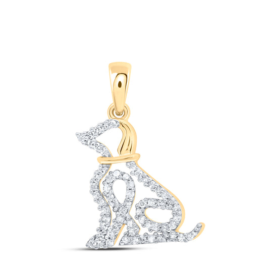10kt Yellow Gold Diamond Dog Pendant