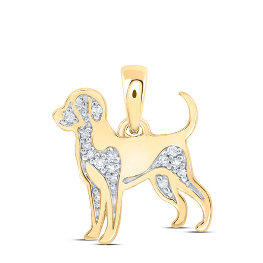 10kt Yellow Or White Or Rose Gold Diamond Dog Pendant