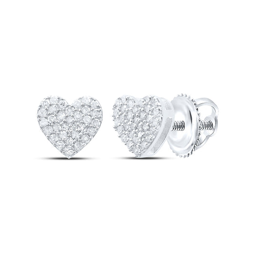 Sterling Silver 1/4 Cttw Diamond Heart Stud Earring