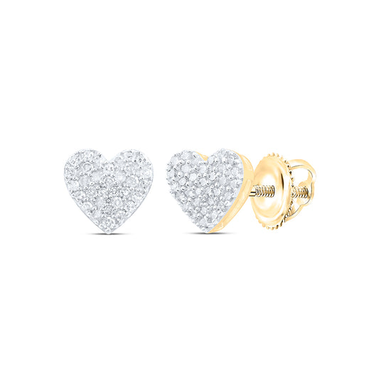 Yellow-tone Sterling 1/3 Cttw Natural Diamond Heart Stud Earring
