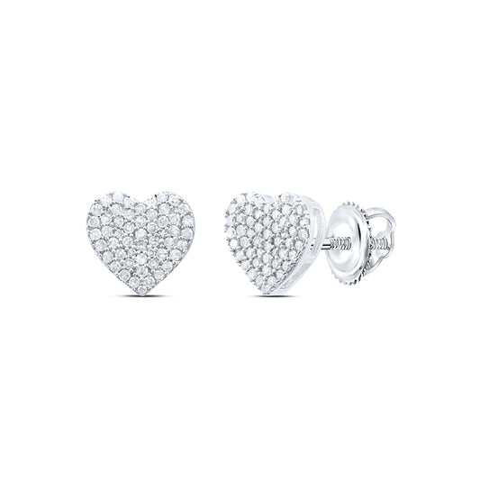 Sterling Silver 3/8 Cttw Diamond Heart Stud Earring