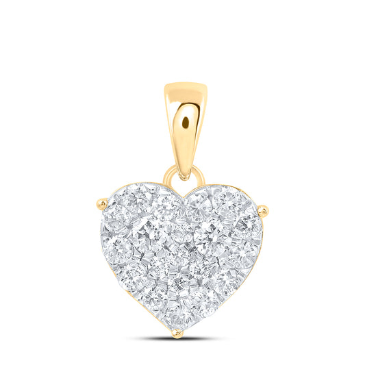 10kt Yellow Gold 3/4 Cttw Diamond Heart Pendant