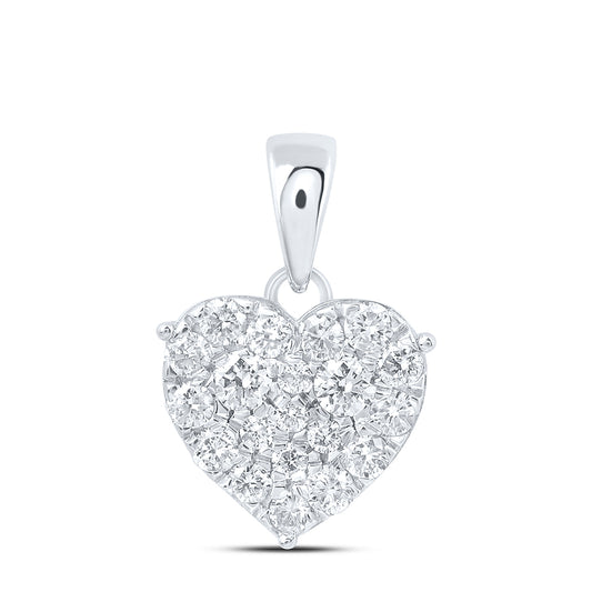 10kt White Gold 3/4 Cttw Diamond Heart Pendant