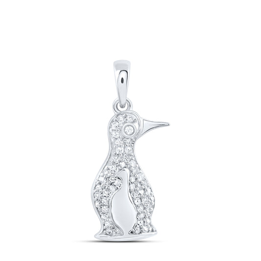 10kt White Gold 1/6 Cttw Natural Diamond Penguin Pendant