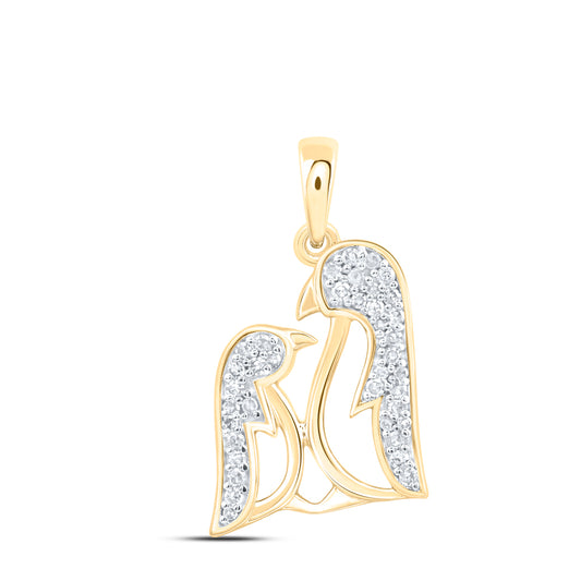 10kt Yellow Gold 1/8 Cttw Natural Diamond Penguin Pendant