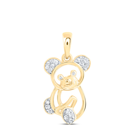 10kt Yellow Gold 1/12 Cttw Natural Diamond Bear Pendant