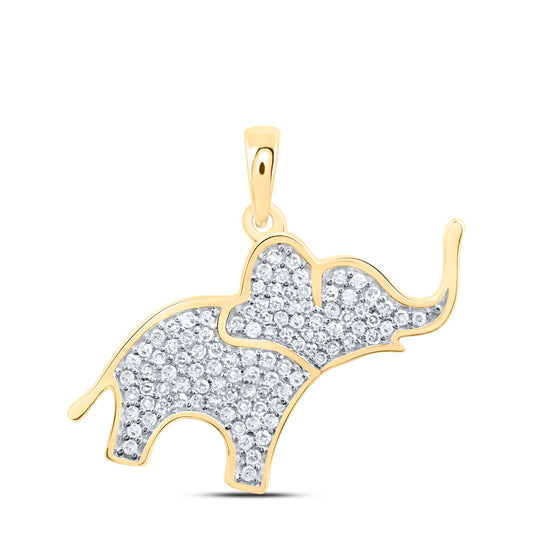 10kt Yellow Gold 1/3 Cttw Natural Diamond Elephant Pendant