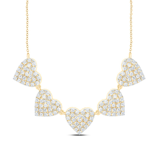 10kt Yellow Gold 1 1/4 Cttw Natural Diamond Heart Necklace, Length: 18 Inch