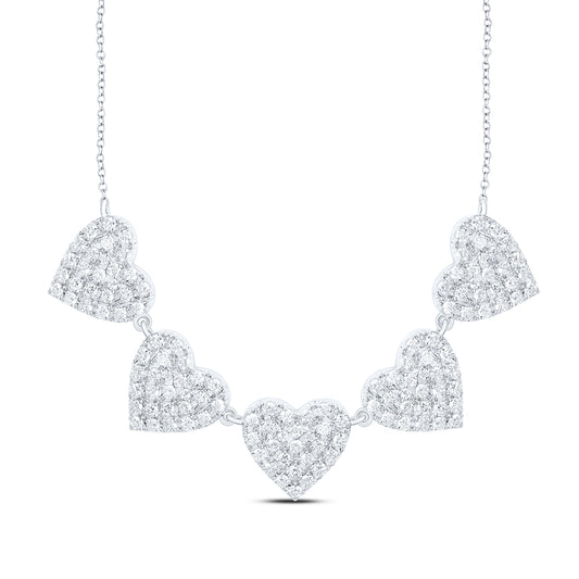 10kt White Gold 1 1/4 Cttw Natural Diamond Heart Necklace, Length: 18 Inch