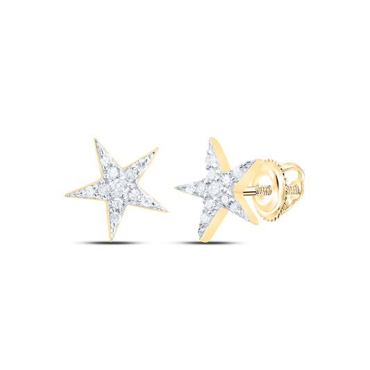 Yellow-tone Sterling 1/10 Cttw Natural Diamond Star Earring