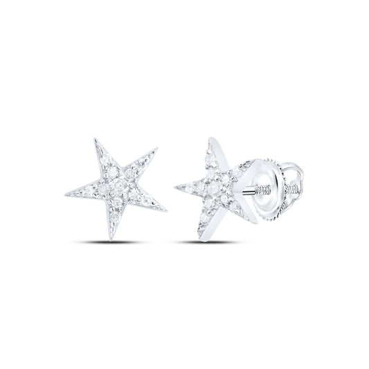 Sterling Silver 1/10 Cttw Natural Diamond Star Earring